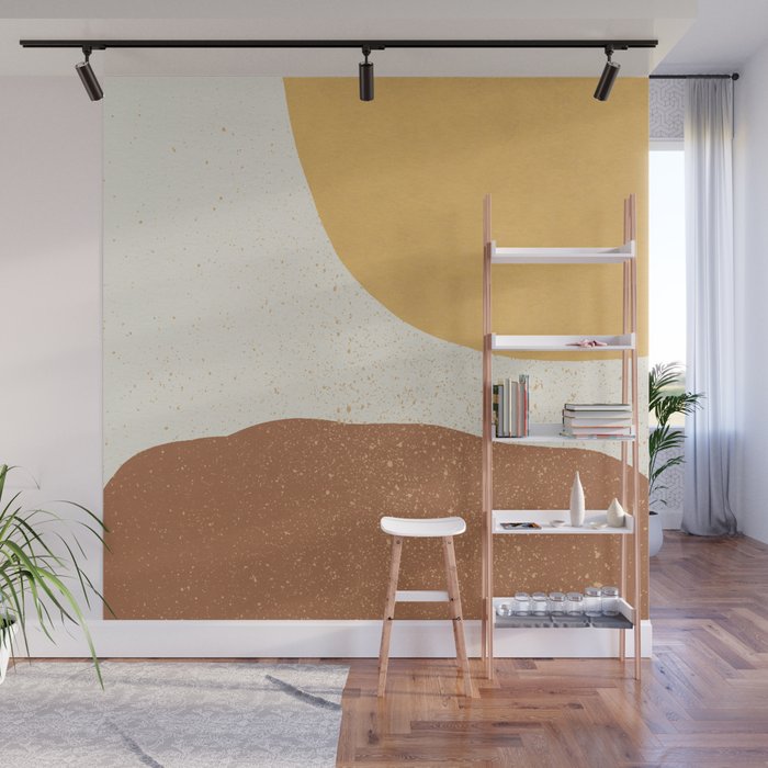 Minimalist Painting - Gold Brown Wall Mural Gallery Image 1