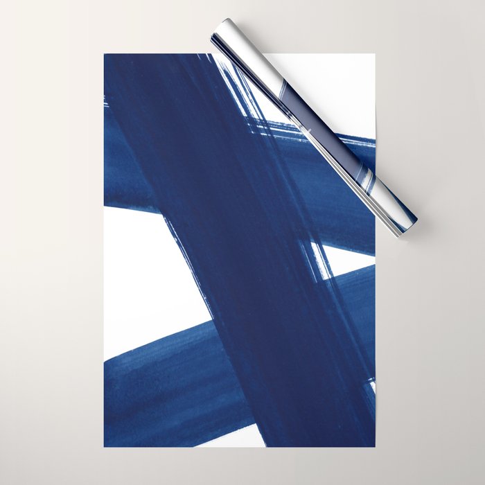 Indigo Abstract Brush Strokes | No. 4 Wrapping Paper Gallery Image 1