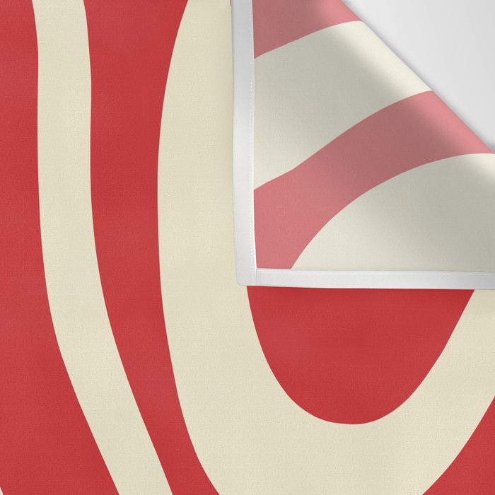 Modern Liquid Swirl Abstract Pattern in Retro Christmas Red and Cream Wall Tapestry Gallery Image 3
