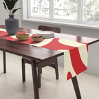 Modern Liquid Swirl Abstract Pattern in Retro Christmas Red and Cream Table Runner Gallery Image 2