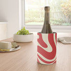 Modern Liquid Swirl Abstract Pattern in Retro Christmas Red and Cream Wine Chiller Gallery Image 4