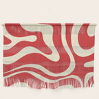 Modern Liquid Swirl Abstract Pattern in Retro Christmas Red and Cream Wall Hanging Gallery Image 1