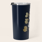 Leaf Duo, Gold and White on Navy Blue Travel Mug Gallery Image 3