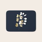 Leaf Duo, Gold and White on Navy Blue Bath Mat Gallery Image 1