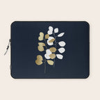 Leaf Duo, Gold and White on Navy Blue Laptop Sleeve Gallery Image 1