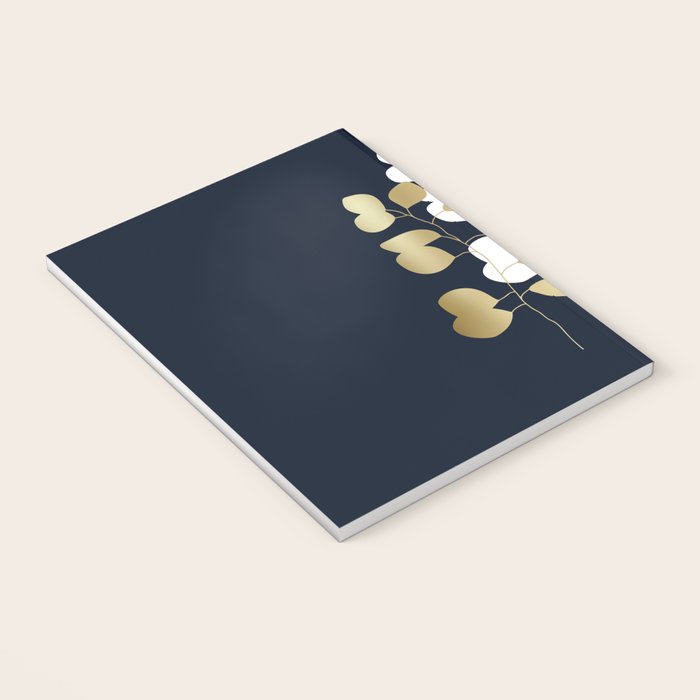 Leaf Duo, Gold and White on Navy Blue Notebook Gallery Image 3