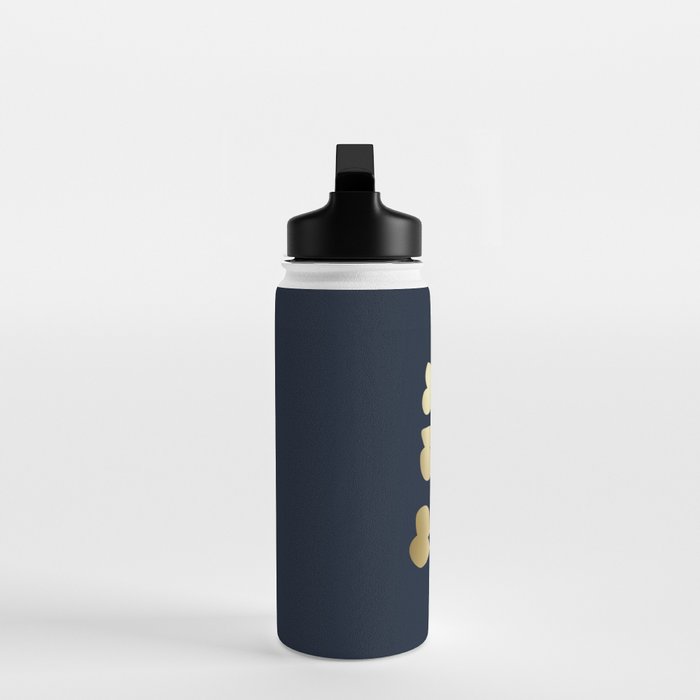 Leaf Duo, Gold and White on Navy Blue Water Bottle Gallery Image 3