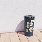 Leaf Duo, Gold and White on Navy Blue Travel Mug Gallery Image 4