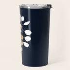 Leaf Duo, Gold and White on Navy Blue Travel Mug Gallery Image 2