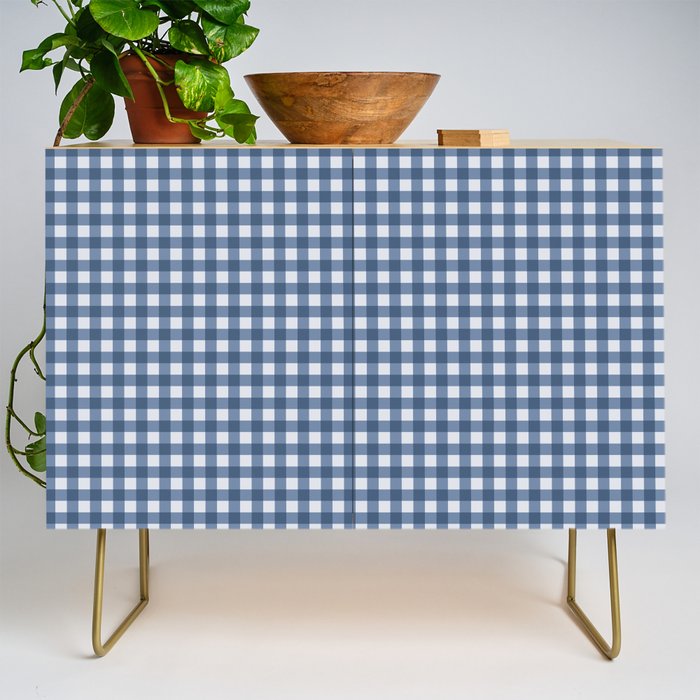 Gingham Plaid Pattern - Classic Blue Credenza Gallery Image 1