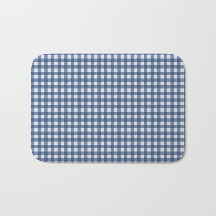 Gingham Plaid Pattern - Classic Blue Bath Mat Gallery Image 1