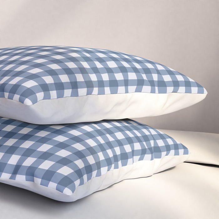 Gingham Plaid Pattern - Classic Blue Pillow Sham Gallery Image 3