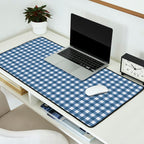 Gingham Plaid Pattern - Classic Blue Desk Mat Gallery Image 2