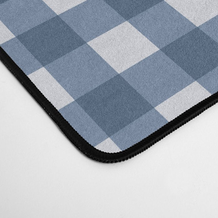 Gingham Plaid Pattern - Classic Blue Desk Mat Gallery Image 4