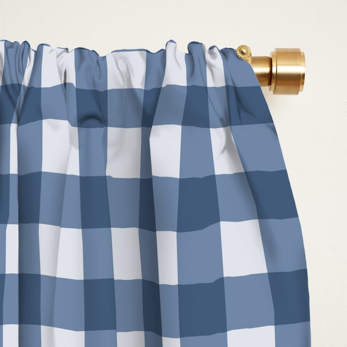 Gingham Plaid Pattern - Classic Blue Window Curtain Gallery Image 2