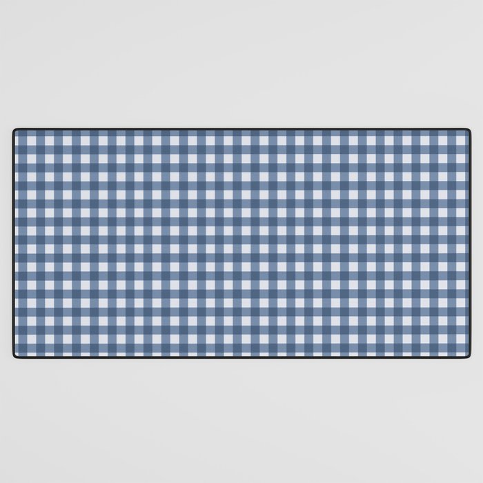 Gingham Plaid Pattern - Classic Blue Desk Mat Gallery Image 3