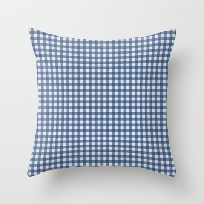 Gingham Plaid Pattern - Classic Blue Throw Pillow Gallery Image 6