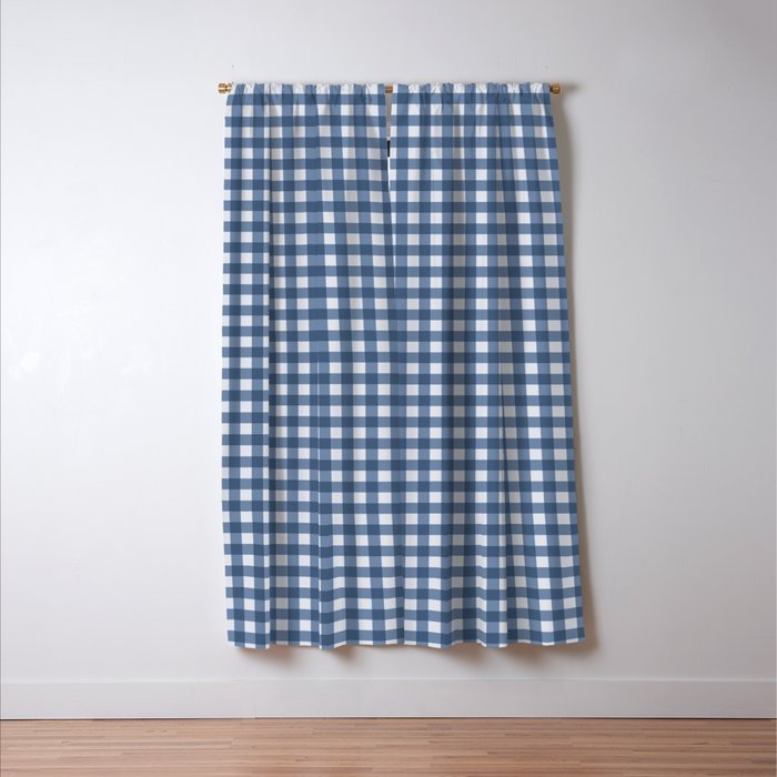 Gingham Plaid Pattern - Classic Blue Window Curtain Gallery Image 3