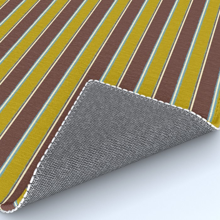 Eclectic Watercolor Paper Stripes Pattern Chartreuse Brown Blue Cream Rug Gallery Image 4