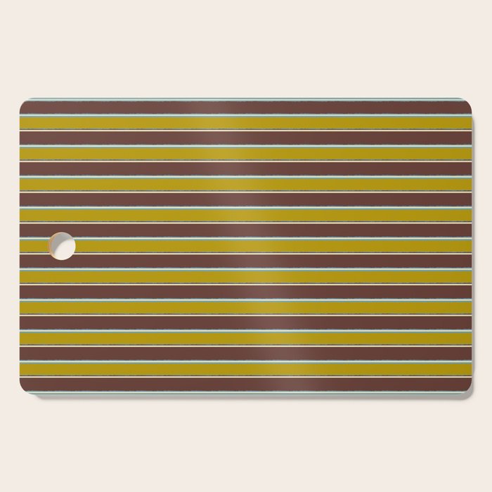 Eclectic Watercolor Paper Stripes Pattern Chartreuse Brown Blue Cream Cutting Board Gallery Image 1