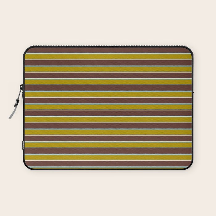 Eclectic Watercolor Paper Stripes Pattern Chartreuse Brown Blue Cream Laptop Sleeve Gallery Image 1