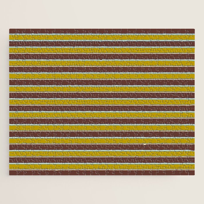 Eclectic Watercolor Paper Stripes Pattern Chartreuse Brown Blue Cream Jigsaw Puzzle Gallery Image 1