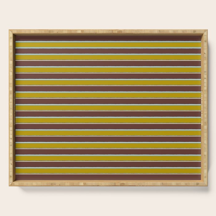 Eclectic Watercolor Paper Stripes Pattern Chartreuse Brown Blue Cream Serving Tray Gallery Image 1