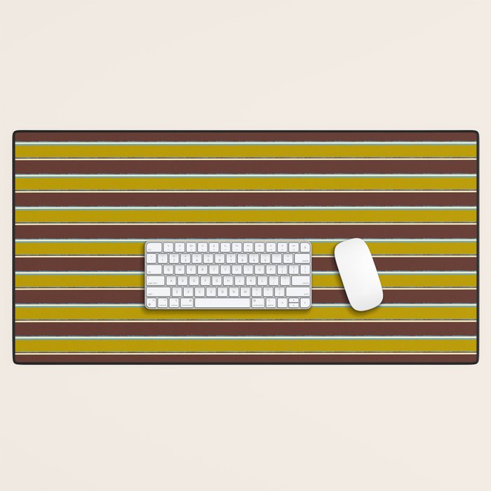 Eclectic Watercolor Paper Stripes Pattern Chartreuse Brown Blue Cream Desk Mat Gallery Image 1