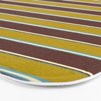 Eclectic Watercolor Paper Stripes Pattern Chartreuse Brown Blue Cream Bath Mat Gallery Image 3