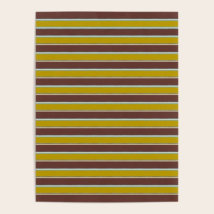 Eclectic Watercolor Paper Stripes Pattern Chartreuse Brown Blue Cream Poster Gallery Image 4