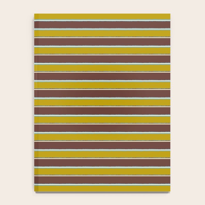Eclectic Watercolor Paper Stripes Pattern Chartreuse Brown Blue Cream Notebook Gallery Image 4