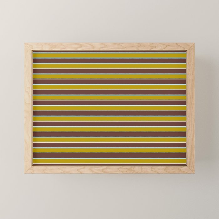 Eclectic Watercolor Paper Stripes Pattern Chartreuse Brown Blue Cream Mini Art Print Gallery Image 1
