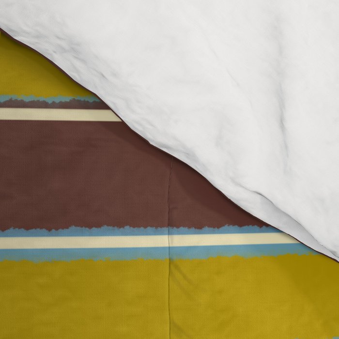 Eclectic Watercolor Paper Stripes Pattern Chartreuse Brown Blue Cream Comforter Gallery Image 4