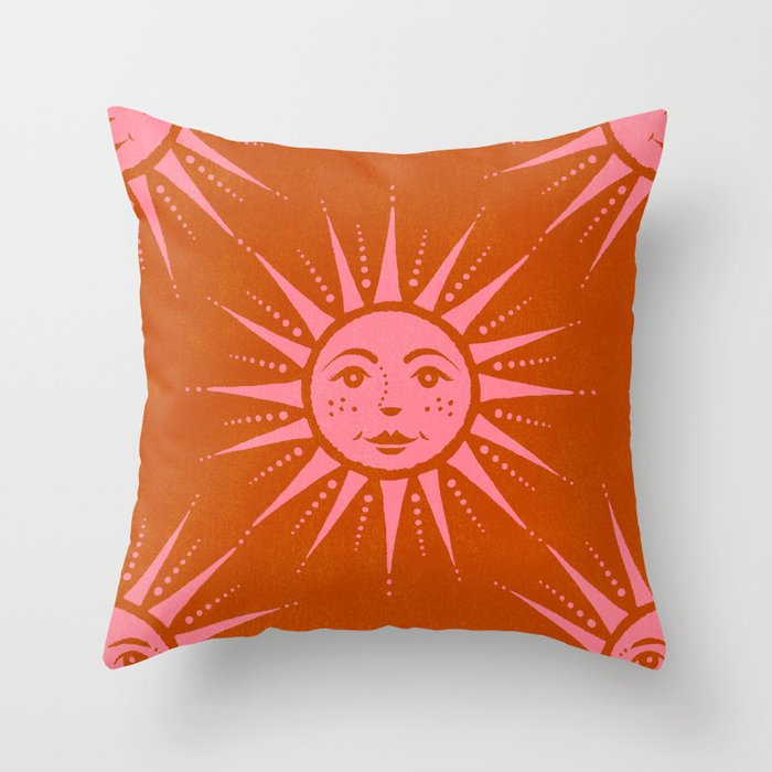 Freckled Suns - pink and rust Throw Pillow Gallery Image 1