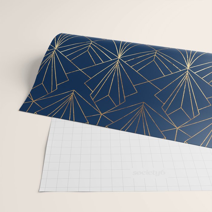 Navy Blue Art Deco - Large Scale Wrapping Paper Gallery Image 2