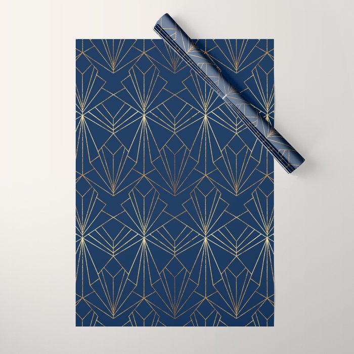 Navy Blue Art Deco - Large Scale Wrapping Paper Gallery Image 1