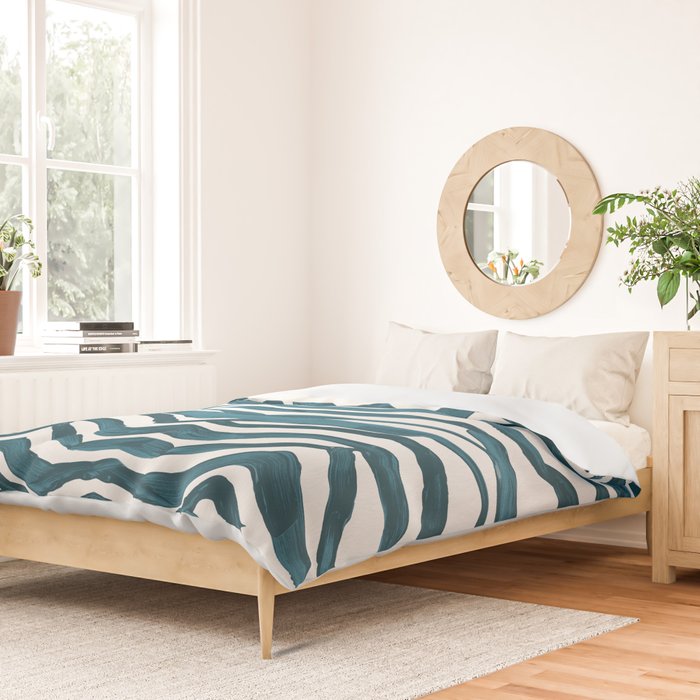 Zebra Print - Teal Palette Duvet Cover Gallery Image 2