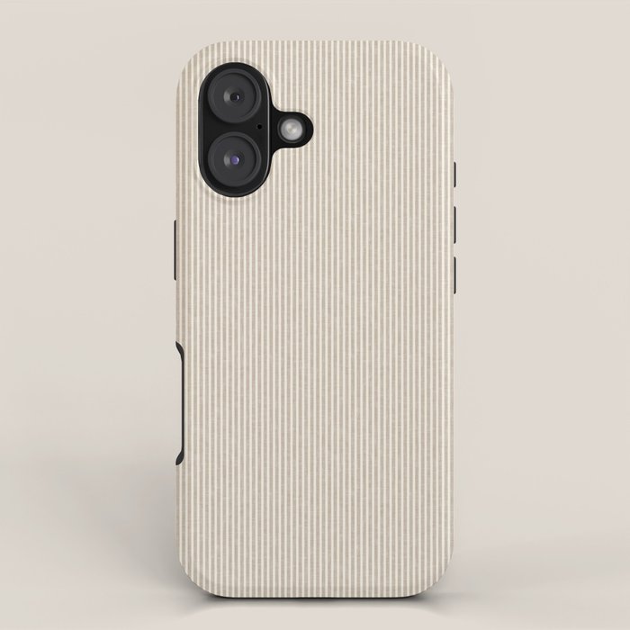 linen textured stripes - sand iPhone Case