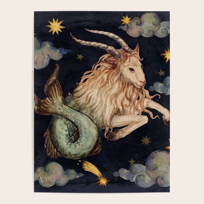 Capricorn Zodiac Sign Vintage Astrology Art Poster Gallery Image 4