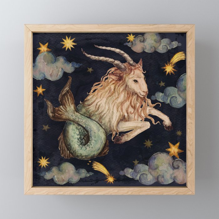 Capricorn Zodiac Sign Vintage Astrology Art Mini Art Print Gallery Image 1