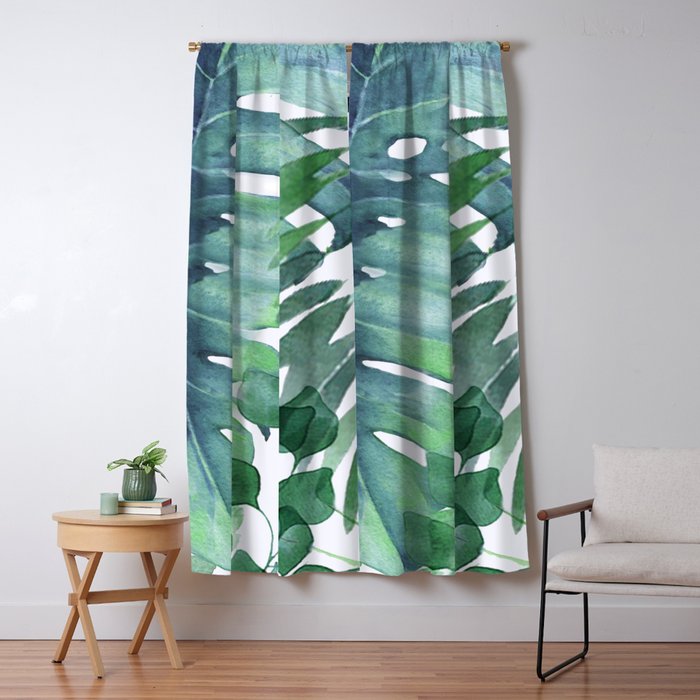 Tropical  Leaves Window Curtain Gallery Image 1