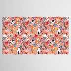 Autumn joy // light pink background cats dancing with many leaves in fall colors Tablecloth Gallery Image 2