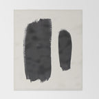 Mid Century Modern Minimalist Abstract Art Brush Strokes Black & White Ink Art Brush Strokes Throw Blanket Gallery Image 2