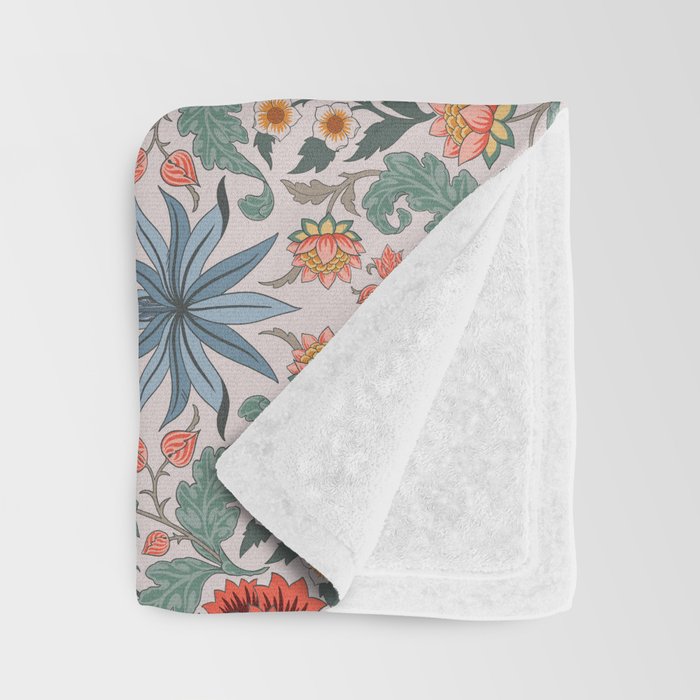  Victorian Botanicals - Carnation in Red and Blue Throw Blanket Gallery Image 3