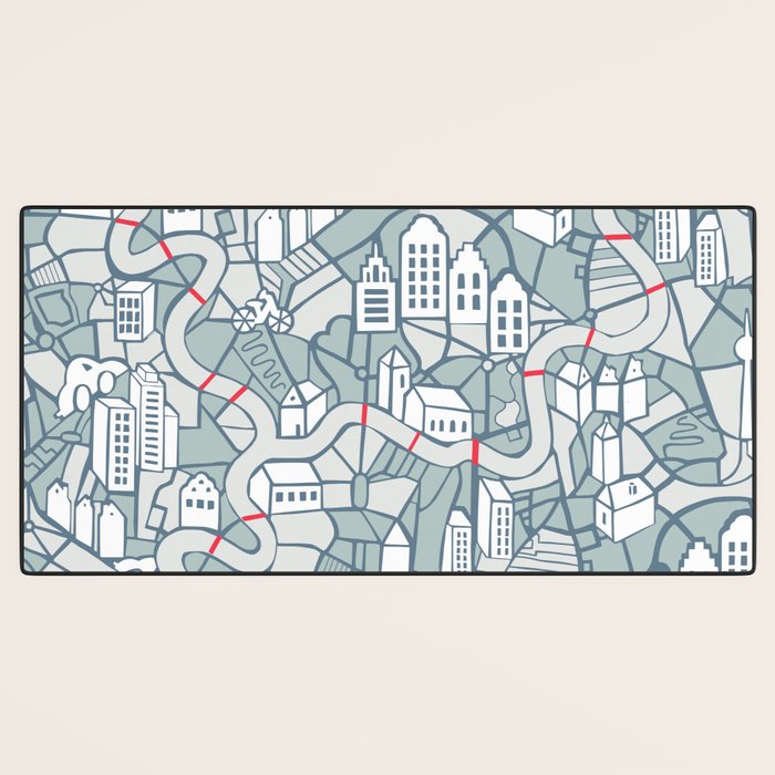 ma ville mon amour; City life collection blue teal  Desk Mat Gallery Image 3