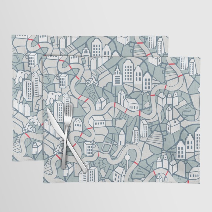 ma ville mon amour; City life collection blue teal  Placemat Gallery Image 1