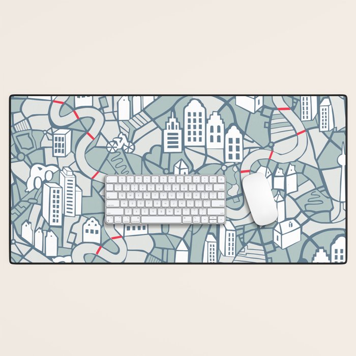 ma ville mon amour; City life collection blue teal  Desk Mat Gallery Image 1
