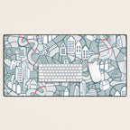 ma ville mon amour; City life collection blue teal  Desk Mat Gallery Image 1
