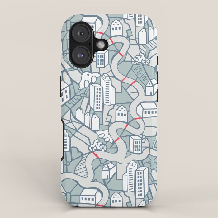 ma ville mon amour; City life collection blue teal  iPhone Case Gallery Image 1