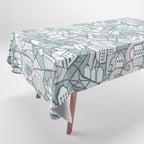 ma ville mon amour; City life collection blue teal  Tablecloth Gallery Image 1